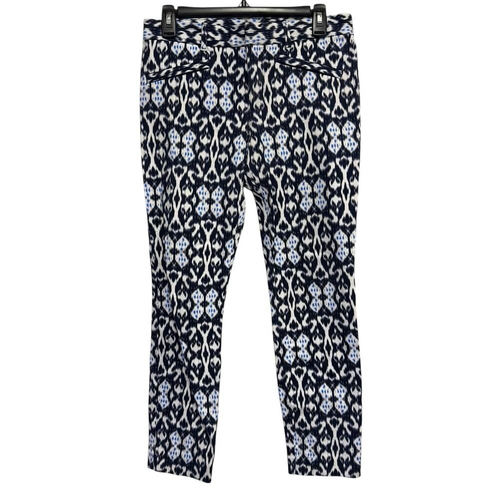 Gap Skinny Ankle Pants Blue Ikat Print Mid Rise Stretch Women's 6R Boho‎